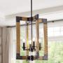 8-Light Farmhouse Wood Chandelier, with Oil Rubbed Bronze Finish, Rustic Light Fixtures for Kitchen Island, Dining Room, Living Room and Bedroom