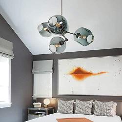 Coococ Sputnik Chandelier Modern 6 Lights E26 Chandelier Mid Century Pendant Lighting Adjustable Ceiling Light Fixture for Hallway Bar Kitchen Dining Room-Blue 5 Head