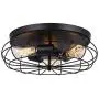 LOKHOM Industrial Semi Flush Mount Ceiling Light, Oil Rubbed Finish, 3-Light Rustic Metal Cage Kitchen Ceiling Light Fixture for Farmhouse Living Room Dining Room Bedroom Hallway, E26, Black