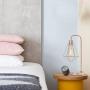 SOTTAE Modern Industrial Rose Gold Table Lamp, Vintage Beside Cage Desk Lamp, Rustic Metal Nightstand Lamp, Geometric Side Table lamp for Bedroom,Living Room,Office