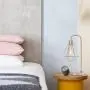 SOTTAE Modern Industrial Rose Gold Table Lamp, Vintage Beside Cage Desk Lamp, Rustic Metal Nightstand Lamp, Geometric Side Table lamp for Bedroom,Living Room,Office