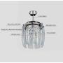 Sweety House Crystal Ceiling Fan Remote Control Modern Invisible 8 Leaf Fan Light Decoration Living Room Dining Room Chandelier 42 Inch(8 Leaf Style)