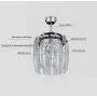 Sweety House Crystal Ceiling Fan Remote Control Modern Invisible 8 Leaf Fan Light Decoration Living Room Dining Room Chandelier 42 Inch(8 Leaf Style)