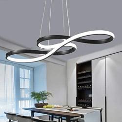 LED Pendant Light Dimmable Modern Chandelier Ceiling Fixture Adjustable Pendant Lighting Living Dining Room Ceiling Hanging Lights Kitchen Island Ceiling Fixture Hanging lamp 40W I 75cm (Black)