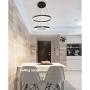 Jaycomey Modern LED Pendant Light,Circular Acrylic Chandelier Adjustable Two Rings Ceiling Pendant Light for Living Room Bedroom Kitchen Resturant,6000K/Cool White,44W