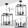 Lucidce 5 Light Foyer Chandelier Black Farmhouse Lantern Light Fixture Dining Room Lighting Fixtures Hanging Ceiling