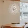 CROSSIO Dandelion Firework Crystal Chandelier Sputnik LED Lighting Stainless Steel Pendant Ceiling Light Fixture for Dining Room Kitchen Island Bedroom (Silver, 19.6 Inch)