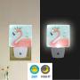 Vdsrup Beautiful Florals Flamingo Night Light Set of 2 Spring Summer Daisy Flowers Plug-in LED Nightlights Auto Dusk-to-Dawn Sensor Lamp for Bedroom Bathroom Kitchen Hallway Stairs