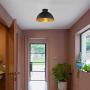 Vintage Barn Ceiling Light Metal Dome Lampshade Semi Flush Mount in Matte-Black Finish-Modern Industrial Style for Kitchen Island Pool Table Dining Room Bedroom Bar Counter -Easric 1 Light(32x32x21cm）