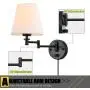 Capslpad Adjustable Swing Arm Wall Sconces Set of 2 Wall Lamps with Plug in Cord Metal Base/White Shade Modern Lights Fixtures for Bedroom Living Room Office Bedside Reading Lamp Capslpad Adjustable Swing Arm Wall Sconces Set of 2 Wall Lamps with Plug in Cord Metal Base/White Shade Modern Lights Fixtures for Bedroom Living Room Office Bedside Reading Lamp