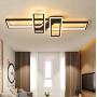 Modern Designer Chandelier Dimmable LED Ceiling Light Living Room Flush Mount Ceiling Fixture Lamp Chic 4 Rectangle Dining Room Bedroom Acrylic-Panel Remote Ceiling Lighting for Office Bathroom Hotel