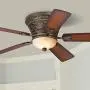 52'' Ancestry Vintage Hugger Ceiling Fan with Light LED Dimmable Remote Control Golden Bronze Reversible Teak Walnut Blades for Living Room Kitchen Bedroom Family Dining - Casa Vieja