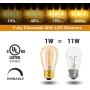 Hizashi - 25 Pack 2200K LED S14 1 Watt Dimmable Bulb E26, String Light Replacement Bulbs - Equal to 11W Incandescent Bulbs - Amber LED Edison Filament Bulbs for Outdoor Patio String Light, UL Listed