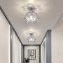 Hallway Ceiling Light Mini Crystal Chandelier Semi Flush Mount Ceiling Light Close to Ceiling Lighting Bedroom Kitchen Living Room Modern Pendant Lighting Fixture,E26 Base,Chrome