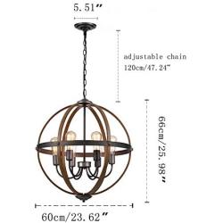 Riomasee Orb Chandeliers 6-Light Rustic Farmhouse Chandelier Lighting Stardust Finish Dining Room Lighting Fixtures Hanging for Foyer,Dining,Living Room