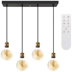 LUTEC G40 E26 Edison 4 Lights Glass Pendant Lighting Modern Hanging Light Fixture for Kitchen Island, Dining Table, Bedroom, Hallway - 700LM 7.5W 2200-5000K Amber Glass Edison Light Bulb