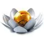 HUAXU Garden Solar Light Outdoor , Amber Crackle Globe Glass Lotus Decoration , Waterproof Gray Metal LED Flower Lights for Patio,Lawn,Walkway,Tabletop,Ground