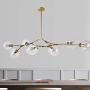 LUOLAX Modern Pendant Light Glass Chandelier with 7 Lights Fixture Hanging Flush Mount (7 Heads Gold -Clear)