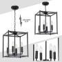 Lucidce 4 Lights Pendant Light Fixture Foyer Lighting , Black Kitchen Island Chandelier Farmhouse Light Fixture for Entry Dining Room Kitchen Island Lighting