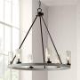 Lillian Gray Wood Bronze Wagon Wheel Chandelier 27'' Wide Rustic Farmhouse Clear Seeded Glass Cylinder Shades 6-Light Fixture Dining Room House Island Entryway Bedroom - Franklin Iron Works