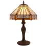 Tiffany Lamp Yellow Hexagon Stained Glass Shade Antique Zinc Base Mission Style Table Read Lighting W12H18 Inch S011 WERFACTORY LAMPS Living Room Bedroom Study Coffee Bar Bedside Desk Art Crafts Gifts