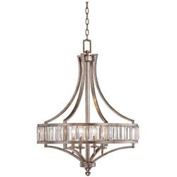 Antique Soft Silver Chandelier 24'' Wide Crystal Glass 4-Light Fixture for Dining Room House Foyer Kitchen Island Entryway Bedroom Living Room - Vienna Full Spectrum