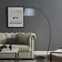 Tangkula Arc Floor Lamp, Arched Floor Lamp with Hanging Fabric Lampshade & Sturdy Base for Reading, Sleek Modern Design Tall Standing Hanging Light for Living Room Study Bedroom Office (Black)