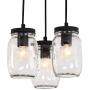 3-Lights Industrial Mason Jar Pendant Light Chandelier, Rustic Farmhouse Bathroom Ceiling Lightmid-Century Pendant lamp Fixture