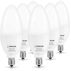 LOHAS E12 Candelabra LED Bulb, Dimmable Daylight Bulb 5000K, LED 6W Ceiling Fan Light Bulbs 60W Equivalent, Candelabra Base 550 Lumens for Chandelier Lighting Lamp Table Dinning Room Lighting, 6 Pack