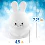 LumiPets LED Bunny Battery-Operated/USB-Powered Silicone Night Light For Kids with 9 Tap-To-Activate Colors