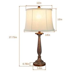 Maxax Table Lamps Set of 2 Modern Bedside Lamp for Living Room Bedroom,Antique Brown Finish