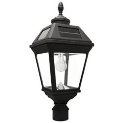 Gama Sonic GS-97B-F Imperial Bulb Light Outdoor Solar Lamp, 3'' Post Fitter Mount, (Warm White LED, Black