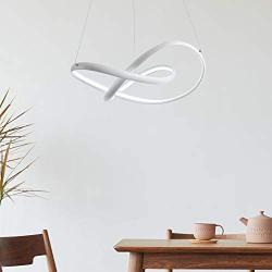 CHYING Modern LED Pendant Light, 44W 3080LM Contemporary Chic 3-Leaves Irregular Ring Chandelier 59 inch Cool White 6000K Adjustable Ceiling Lighting Fixture for Living Room Bedroom