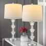 BOBOMOMO Modern Crystal USB Table Lamps Set of 2 for Living Room Bedroom 26''