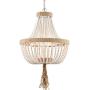 Farmhouse White Wood Beaded Chandeliers Large Dining Room Pendant Chandelier Wooden Bead Chandelier