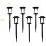 LANSGARINE 6 Pack Glass Solar Lights Pathway Outdoor,Newest Design,Bright Garden Stake lights,Waterproof Wireless Sun Powered Landscape Lighting for Yard Patio Walkway Lawn(Black,Warm White)