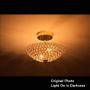 POPILION Elegant 2 Light Bowl Shaped French Gold Metal Crystal Chandelier,Flush Mount Ceiling Light Fixture