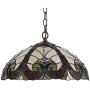 Capulina Tiffany Dining Table Lights, 16 Inch Wide Hanging Tiffany Style Lamp, 2-Light Stained Glass Lighting Fixtures, Stained Glass Dining Room Lights, Beautiful Victorian Tiffany Pendant Lights