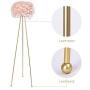 Maxax Feather Floor lamp Modern Tripod Floor Lamp with Pink Feather Shade, Standing Light for Bedrooms/Living Room/Dining Room/Kitchen,Gold Classic