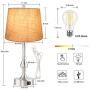Set of 2 Touch Control Table Lamp with Dual USB Charging Ports Desk Lamps, 3-Way Dimmable Modern Nickel Finish Bedside Large Table Lamps for Living Room, Bedroom by PARTPHONER
