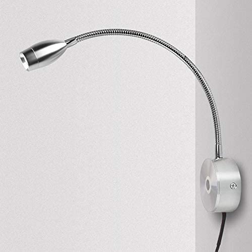 Reading Light for Books in Bed Dimmable Touch Switch Reading Lamps Bedside Wall Mounted LED Gooseneck Headboard Spotlight (3W, Warm White)