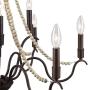 LALUZ Farmhouse Chandelier Wood Beaded Lighting for Dining Room, 28” L x 25.5” H, Bronze