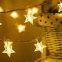 100 LED Christmas Decorations Stat String Light Outdoor, 8 Modes Star Fairy Light, Waterproof Christmas Star String Led Light String for Garden Bedrooms Porch New Year Decor, Warm White Star Light