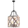 Jiuzhuo Vintage Distressed White Carved Wood 4-Light Lantern Farmhouse Chandelier Lighting Hanging Ceiling Fixture in Rust