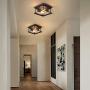 Ganeed Retro Rectangle Flush Mount Ceiling Light,Industrial Farmhouse Close to Ceiling Light Black Ceiling Lamp with 2-Light for Kitchen Island Dining Room Bedroom Foyer Hallway