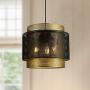 Maxax Round Farmhouse Chandelier 3 Light Indoor Ceiling Light Black&Gold Metal for Kitchen Island Living Room Dining Room Farmhouse