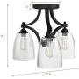 Tangkula Glass Ceiling Light Fixture, Clear Glass Shade, Semi Flush Mount Ceiling Light w/ Sturdy Metal Canopy, Modern 3-Light Close to Ceiling Light for Dining Room, Bedroom, Cafe, Living Room