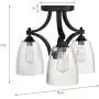 Tangkula Glass Ceiling Light Fixture, Clear Glass Shade, Semi Flush Mount Ceiling Light w/ Sturdy Metal Canopy, Modern 3-Light Close to Ceiling Light for Dining Room, Bedroom, Cafe, Living Room