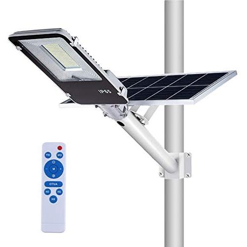 100W Solar Street Flood Lights，APONUO Outdoor Street Light 5000 Lumens Solar Powered Flood Lamp with Remote Control High Brightness Dusk to Dawn for Yard, Driveway, Swimming Pool, Basketball Court, St