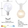 Afirst Outdoor String Lights 50 Ft with 52 Globe Bulbs Patio String Lights UL Certification Weatherproof Outdoor Hanging Lights for Garden/Backyard Party/Wedding-White Cord